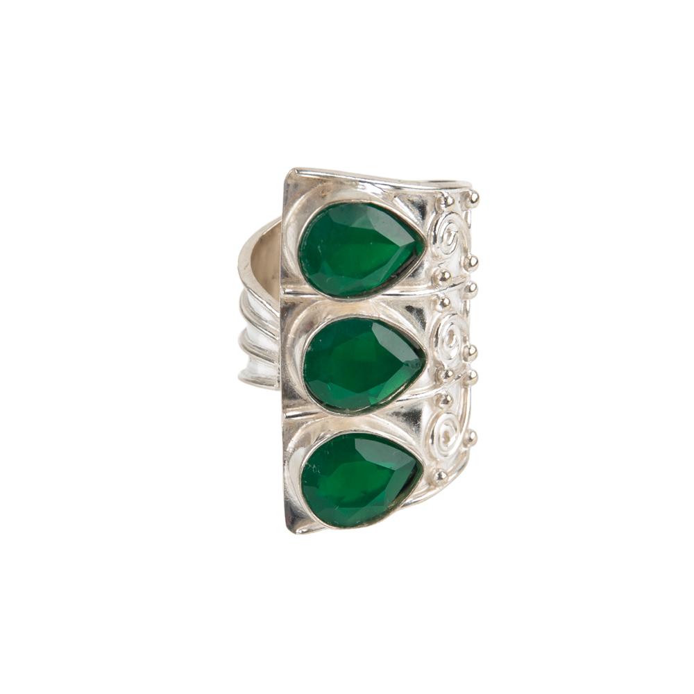 925 Stamped Silver Green Onyx Gemstone Fashionable Jewelry Handmade Ring For Her RR-20-7