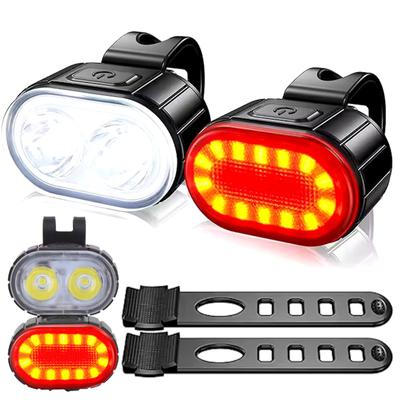 Lampki Rowerowe Led Mini Przód Tył Biała Czerwona Usb Lampka + Opaski Gumow