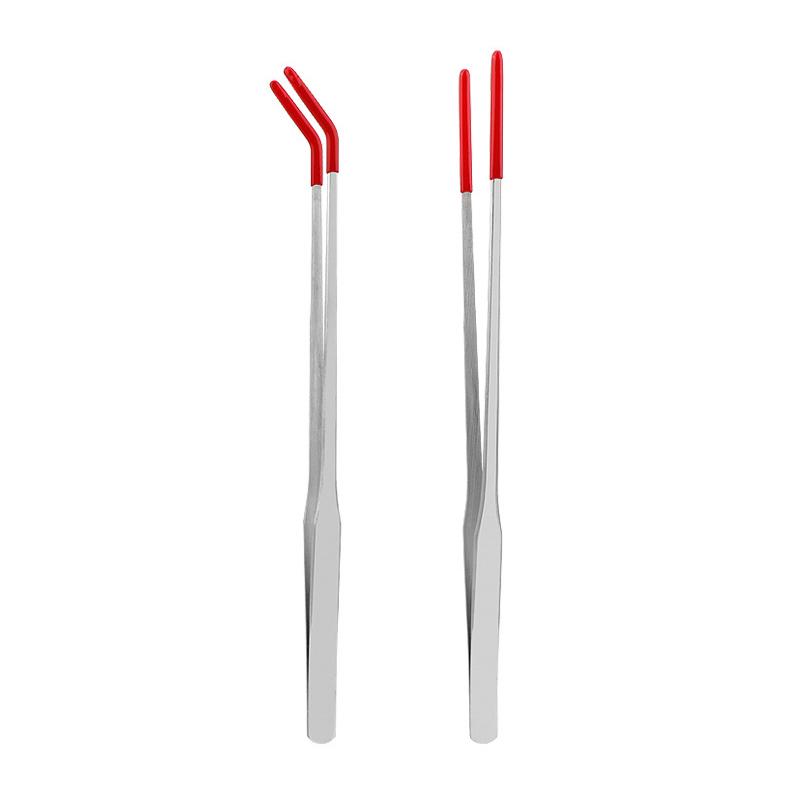 1PC Stainless Steel Reptile With Rubber Tip Feeding Tongs Aquarium Tweezers Fish Tank Cleaning Tool Snakes Enclosure Accessories
