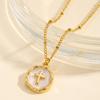 Colorful Enamel Round Pendant Necklace, Star Cross Heart Moon Choker, Stainless Steel Tarnish Resistant Clavicle Jewelry