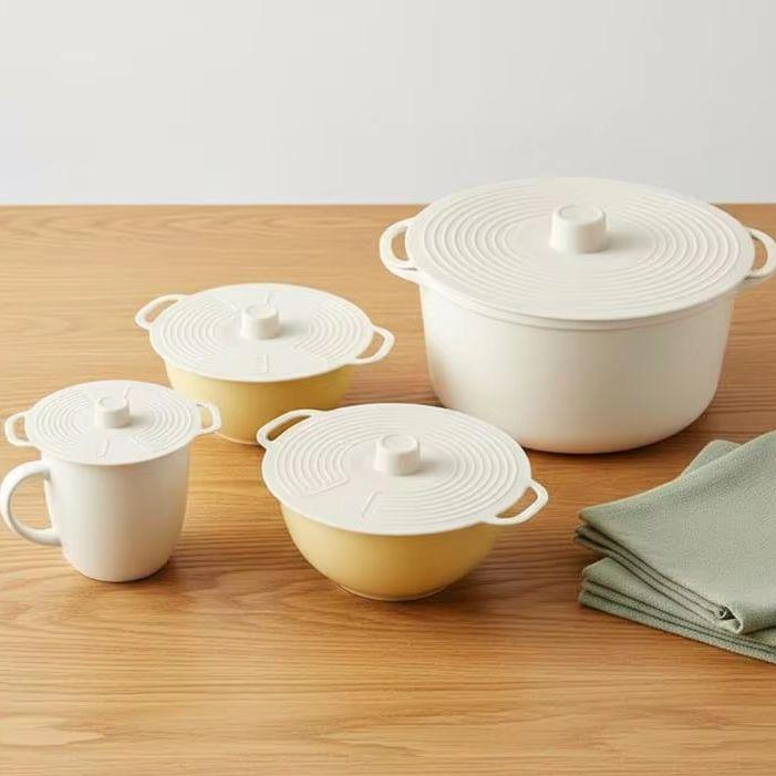 Silicone Preservation Cover 5-Piece Set, Silicone Pot Cover, High Temperature Resistant and Easy to Clean Silicone Sealing Cover