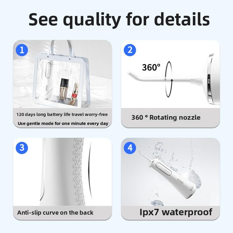 Household Electric Tooth Flusher, High Frequency Waterproof, Portable Water Dental Floss, Tooth Flusher, Oral Tooth Flusher, Tooth Flusher