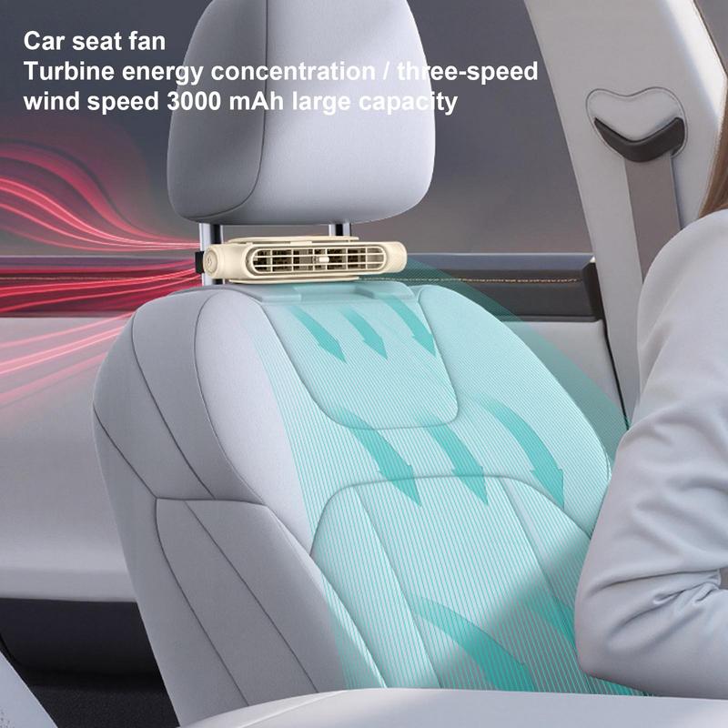 

Back Seat Fan Car Seat Fan Angle Adjustable Portable Ventilation Cooler With 3000mAh Rechargeable Battery For Truck Van RV білий