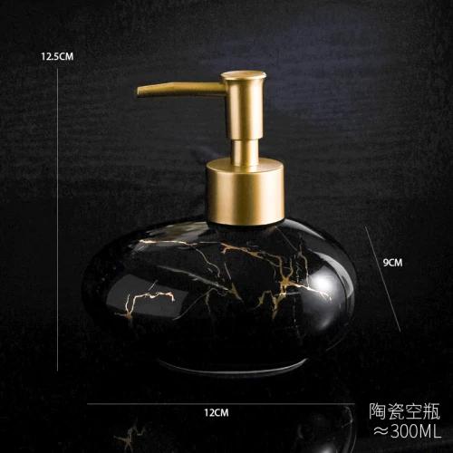 300ml Modern Marble Lotion Bottle Black White Soap Liquid Container Bathroom Ceramic Shampoo Storage Bottle Bathroom Accessories