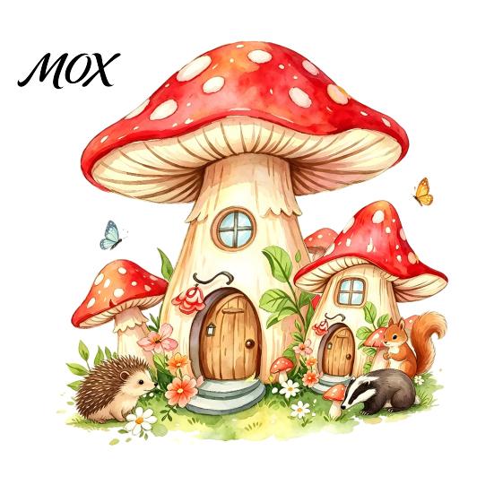 Self Adhesive Bathroom Glass Stickers Watercolor Forest Fairy Static Window Cling, Mushroom Elf Cottage Decal for Creative Gift Home Decor Kids Room,