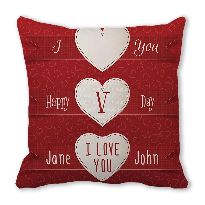 Red Heart Valentine's Day Digital printing short plush pillow covers decorative for car sofa office cushion cover home goods