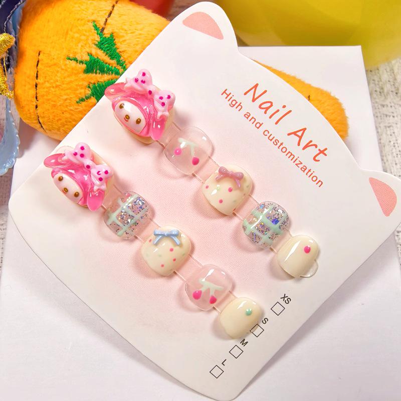 Handmade Reusable Cat Eye & Strawberry Red Wearable Nails for Kids