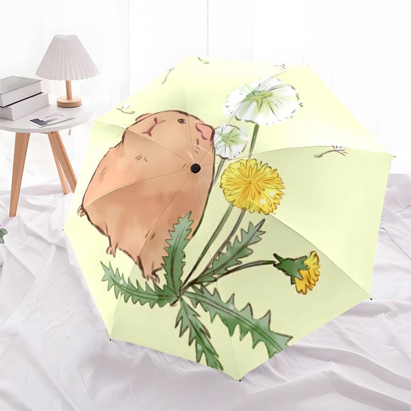 1pc Hamster DandelionAutomatic Open/close Folding Umbrella, Compact Portable Travel Umbrella, Perfect Birthday/Holiday, Cute Umbrella y005