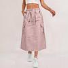 Women's Casual Long Cargo Skirt with Drawstring Waist and Pockets Lightweight Comfortable Workwear Style Skirt for Everyday Use