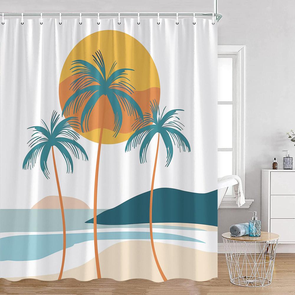 Abstract Geometrics Shower Curtains Mid-Century Nordic Minimalist Bathroom Decortaions Modern Polyester Bath Curtain With Hooks