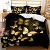Golden Butterfly Color Quilt Set Three-Piece 3D Digital Printing Abrasive Bedding