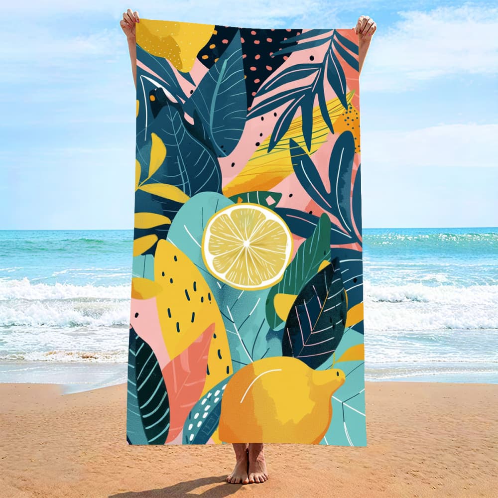 Coastal Beach Umbrella Sunblock Print Microfiber Towel for Men Women Summer Vacation Beach Pool Gym Camping Daily Use