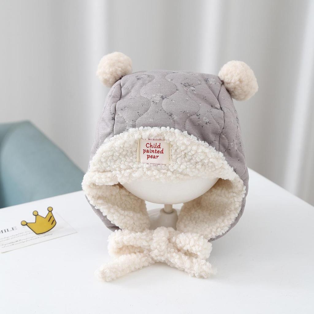 Kwiatowa czapka Lei Feng dla niemowląt: Styl koreański, Pluszowy aksamit, Ochrona uszu zimowa