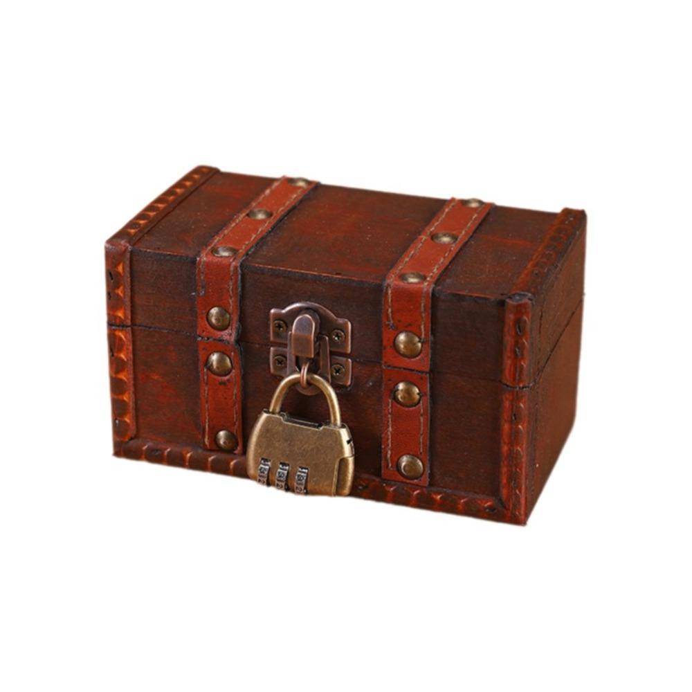 Vintage Jewelry Storage Box with a Lock Retro Style Desktop Organizer Collection Gift Box Home Use