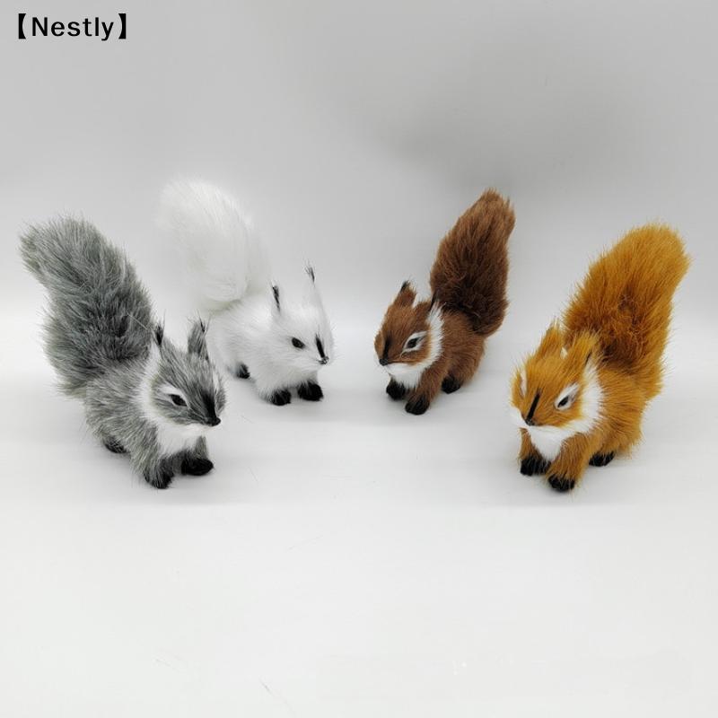 1Pcs Miniatures Plush Simulation Squirrel Ornaments Mini Artificial Squirrel Figurines Fake Animal Christmas Table Decor Nest