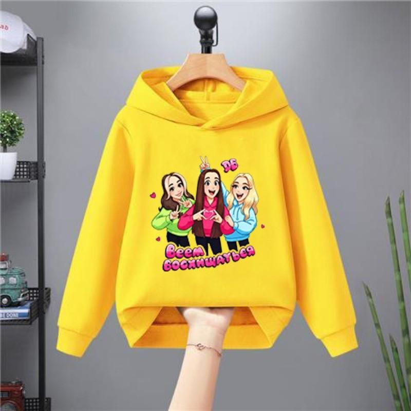 

Kids Girls Double Bubble Cartoon Printed Long Sleeves Outerwear Casual Hoodies 160cm жовтий