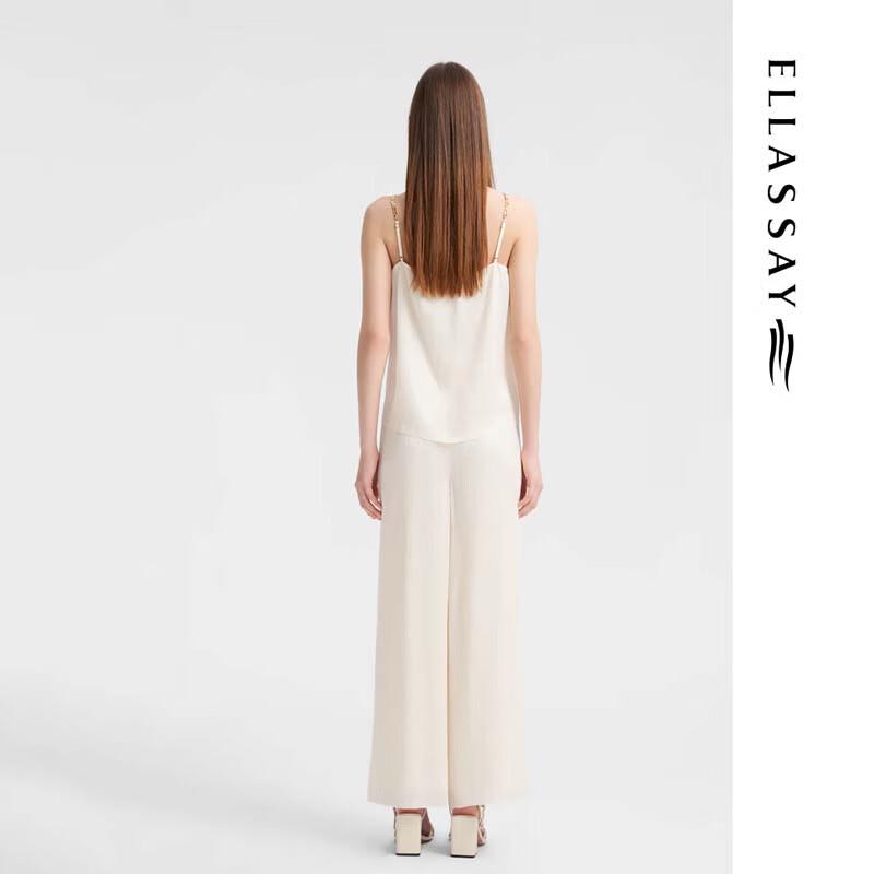 ELLASSAY Pleated Textured Chain Strap Camisole Top