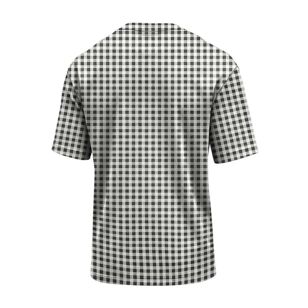 Herren Casual Schnelltrocknend Leicht Atmungsaktiv Mesh Kurzarm T-Shirt Rundhals Kariertes Muster Sommer Top für Outdoor-Aktivitäten