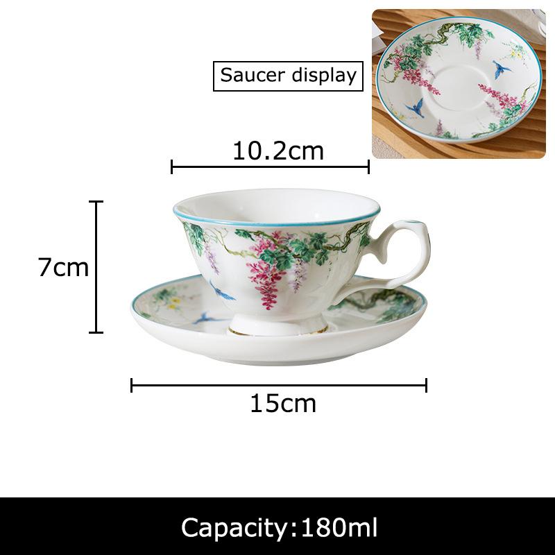 Green Willow Flowers Painted Mugs Porcelain Cup&saucer Tableware Coffee Mug Dining Table Afternoon Tea Teacup Fruits Juice Cup 180ml