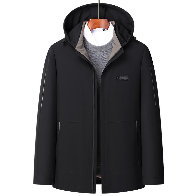 New Goose Down Down Jacket Men's Mid-length Thickened Warm Simple Casual Hooded Winter Jacket