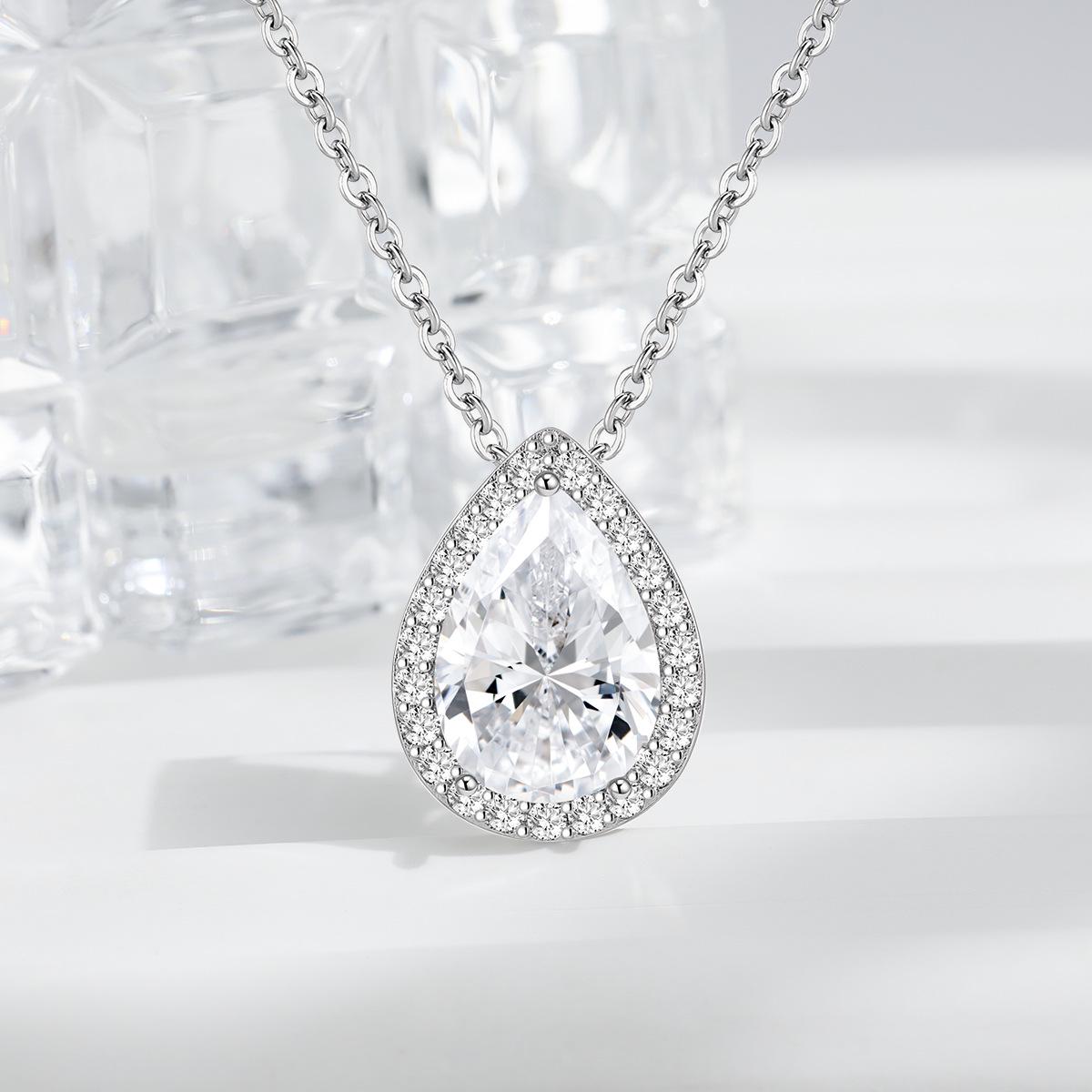 European  American Bridal Set: High-End Rhinestone Water Drop Zirconia Necklace