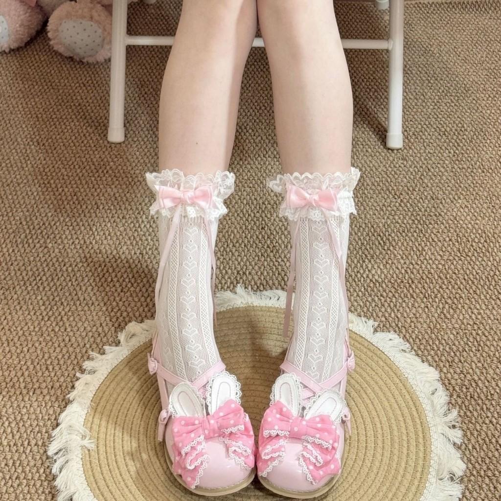 Lolita Girl Over Knee Socks With Lace Bow Decoration For Summer Dress Up