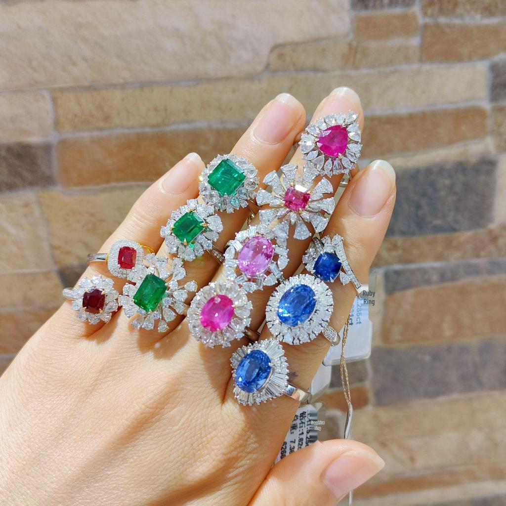 Natural Pigeon Blood Ruby Cabochon Jewelry Set: Ring, Pendant, Jadeite, Earrings, Bracelet, Necklace