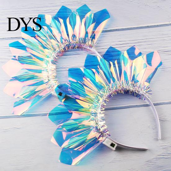 Festival Kopfschmuck 1/2 Stück LED Leuchtendes Stirnband Verstellbar Leicht Holografische Folie Leuchtendes Haar Accessoire Haarband Herren Damen Feiertag Tanzparty