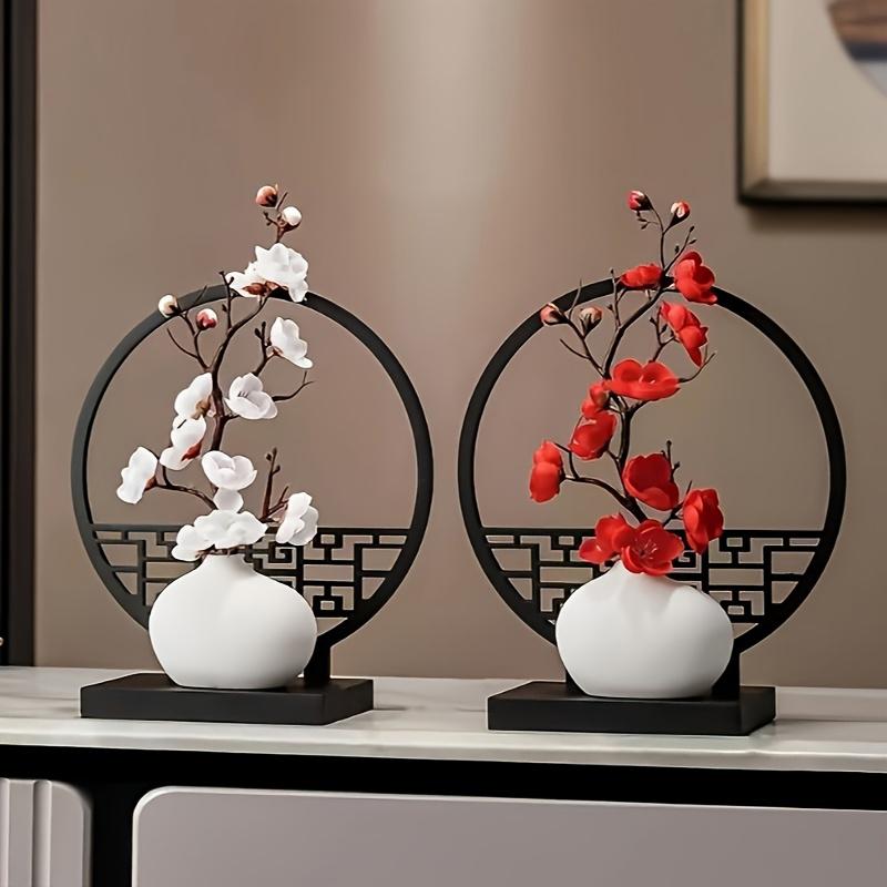 Plastic Creativity Ornament Courtyard Chinese Style Foyer Mini Decoration Vase Elegant Screen