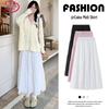LANGSHA Women's High-Waist Pleated A-Line Long Skirt