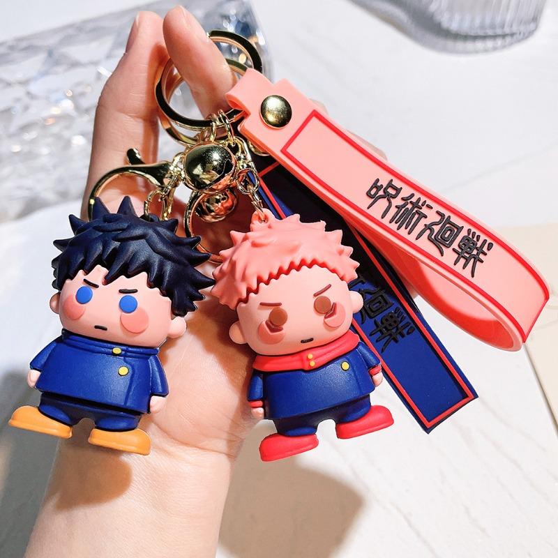 Cute Anime Jujutsu Kaisen Anime Action Figure Keychain Gojo Satoru Kawaii Doll Keyrings for Bag Pendant Key Holder Accessories