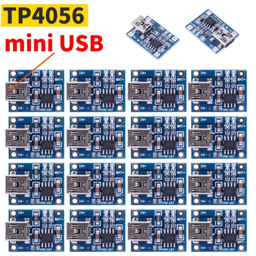 1-20PCS Mini USB 5V 1A 18650 TP4056 Lithium Battery Charger Module Charging Board With Protection Dual Functions 1A