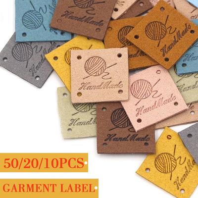 50/20/10pcs DIY Knitting Hats Handmade Labels PU Leather Tags Square Labels Hand Made Tags For Clothing Gift Decor Sewing Accessories