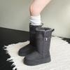 Mittelhohe Schneestiefel Winter Neu Runde Spitze Wildleder Ärmel Gürtelschnalle Plateau Rutschfest Verschleißfest Baumwollschuhe