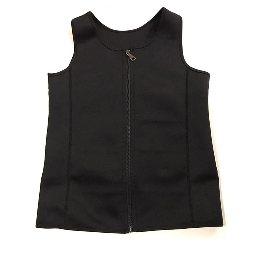 Men Sauna Vest Breathable Adjustable Zipper Closure Weight Loss Waist Training Tank Top for Daily Workout Black XL