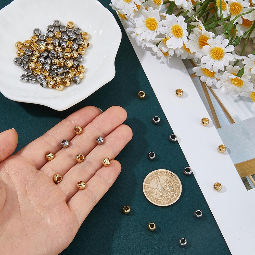 1set 100pcs 2 colors Stainless Steel Beads Rondelle Golden & Stainless Steel color 6x4.5mm Hole: 3mm 50pcs/color