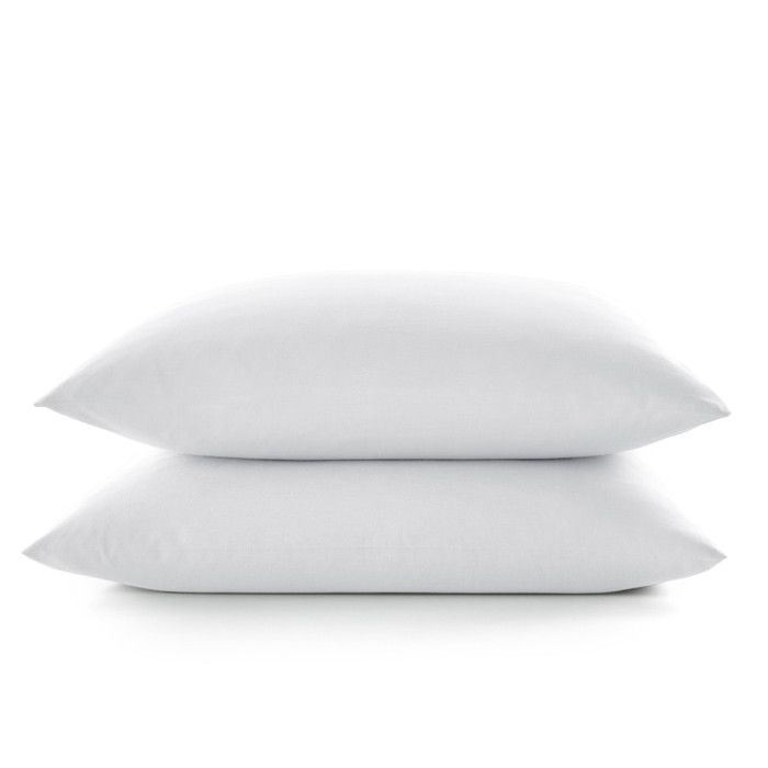 Lot de 2 taies d'oreiller "Drift" pur coton teint lavé 57 fils/cm² toutes dimensions - Blanc - Taies d'oreiller 63 x 63 cm x 2