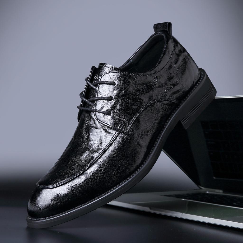 Neue Wenzhou Lederschuhe Herren Echtleder Britischer Stil Herrenschuhe Innenerhöhung Businesskleid Übergröße Hochzeit Derby Schuhe Herbst