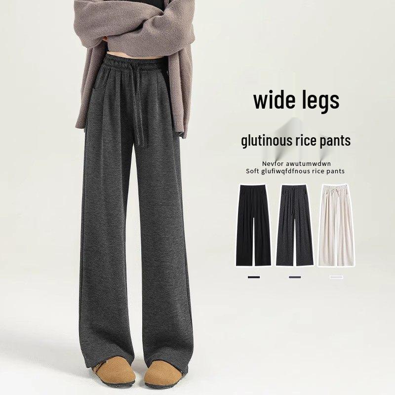

Women s Winter Gray Loose Fit Flocked Narrow-Leg Pants (2026 Edition) L (106-115 Jin)