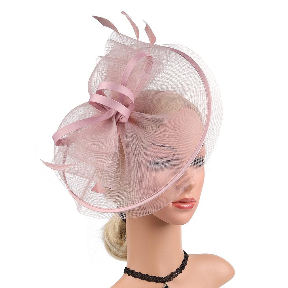 Vintage Feather Fascinators Hats Mesh Decorative Headband Tea Party Hats Hair Clip