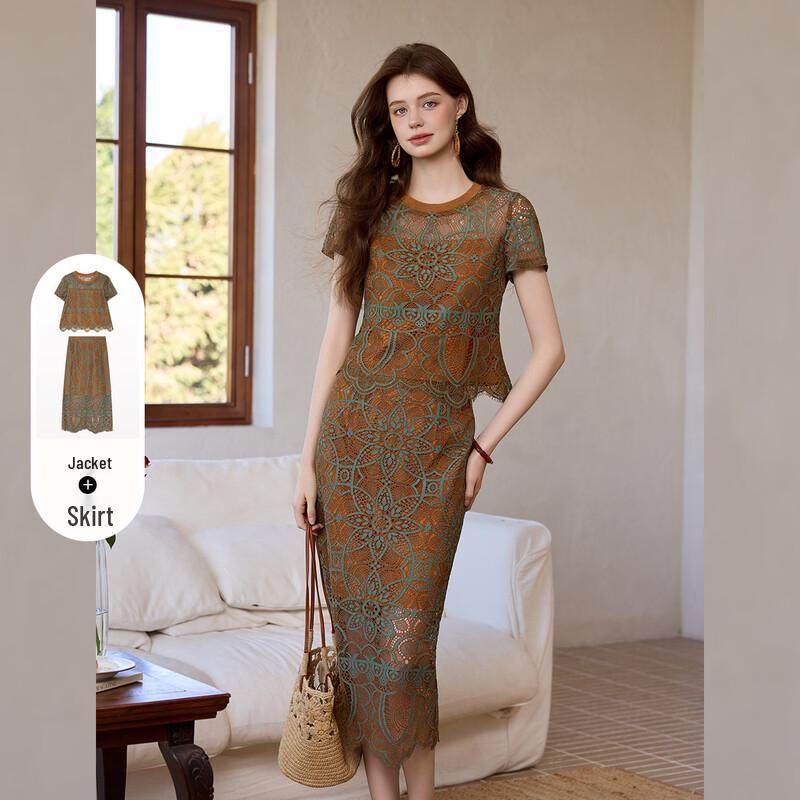 French Style Lace Hollow Two-Piece Set M