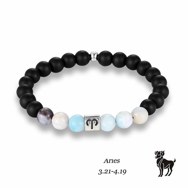 12 Constellation Bracelets, Energy Stone Frosted Stone Bracelets, Personalized Trend Yoga Bracelets.