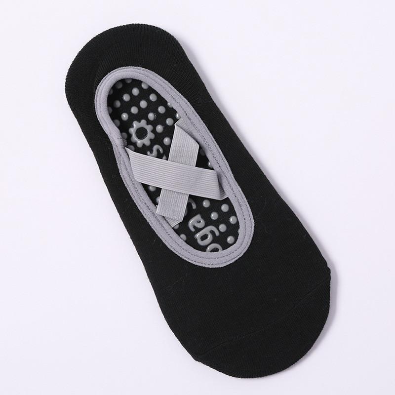 Professional  Silicone Anti slip Para Yoga Socks Sweat Absorbing Breathable Sports Straps Pilates Yoga Socks чёрный