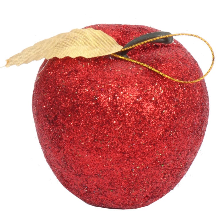 Set of 6 Multicolored Plastic Apple-Shaped Baubles with Glitter