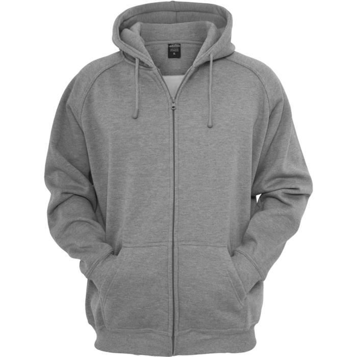 Urban Classics - Zip Sweat à capuche gris - 3XL