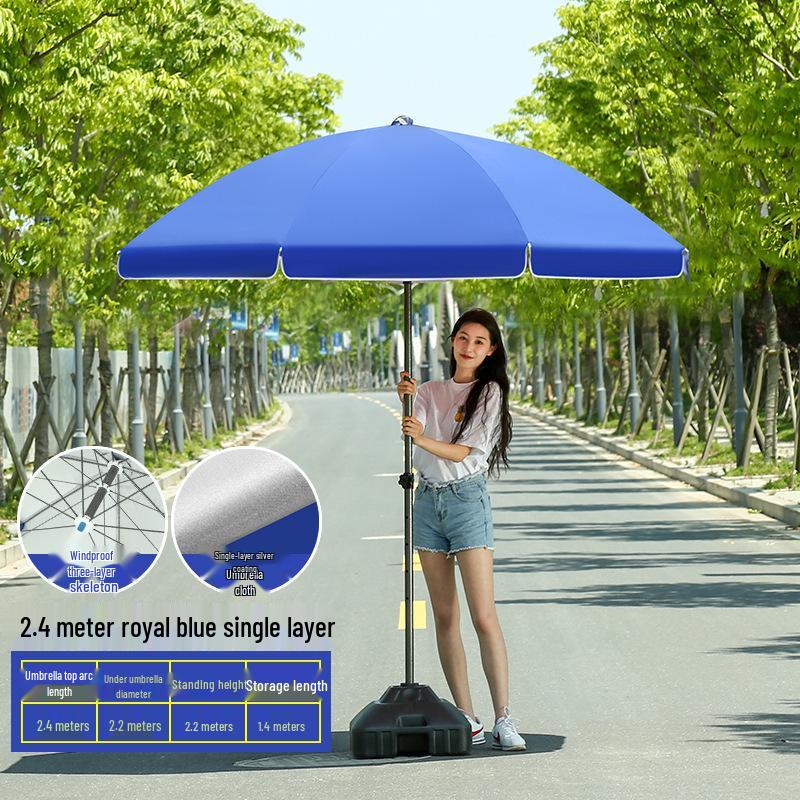 Großer Outdoor-Gewerbeschirm mit Doppelrippen - Sonnenschirm für Sonne, Werbung und Standnutzung