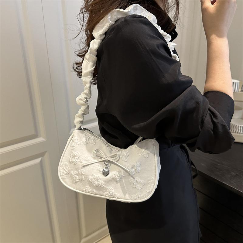 Summer new fashionable women's bag pleated crescent bag casual and beautiful shoulder bag commuter messenger bag