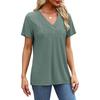 Women's Fashion Casual Short Sleeve V-Neck Court Lock T-Shirt Top