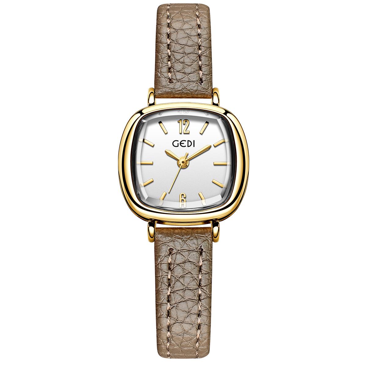 

Gedi Minimalist High-Value Women s Red Leather Strap Quartz Watch