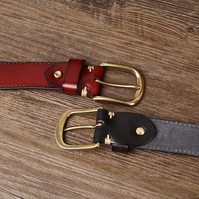 Belt Men's Retro Personalized Trendy Hollow First Layer Cowhide Leather Pin Buckle Casual Denim Belt Men's